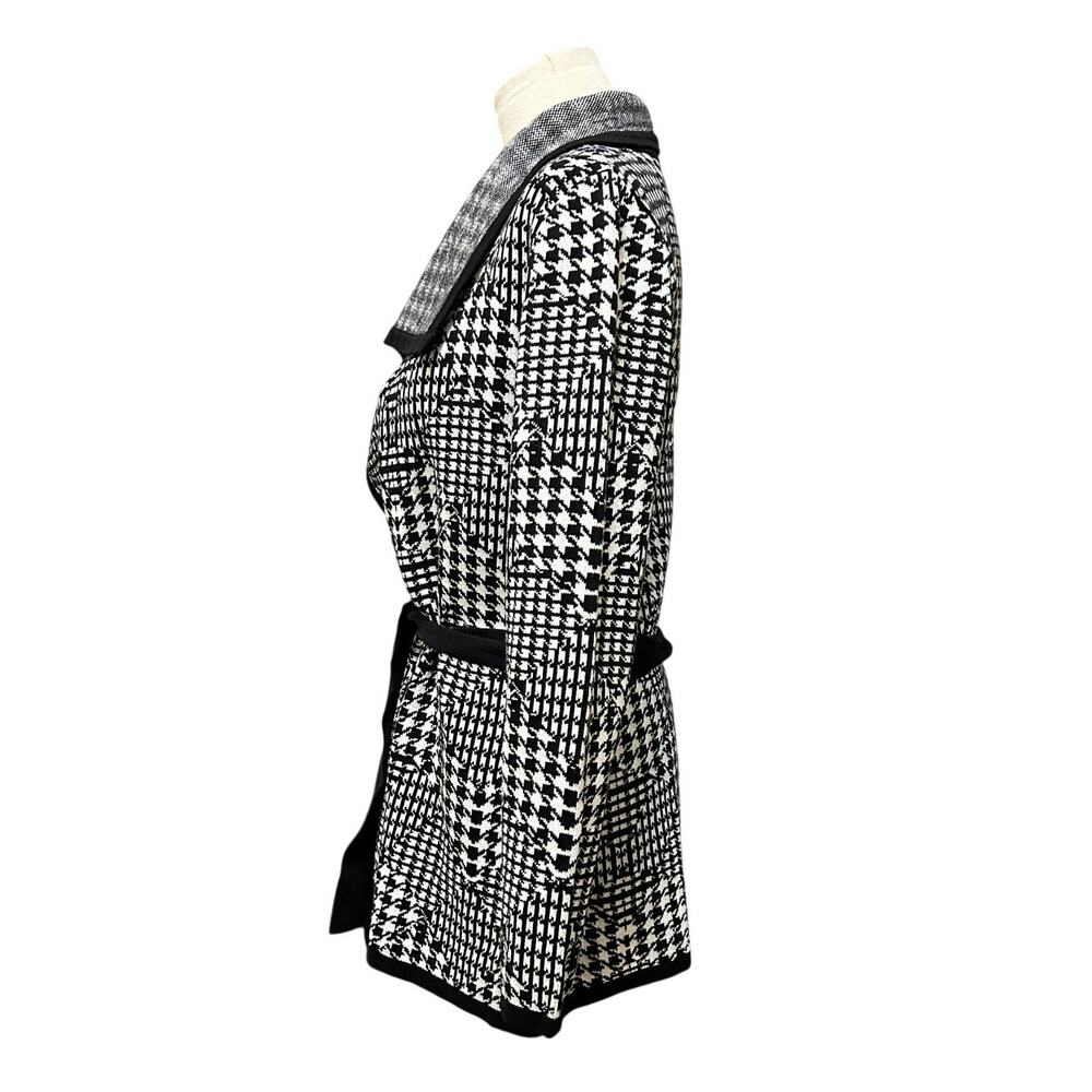 Anne Klein Houndstooth Belted Cardigan Sweater Women's Jacket Size Small NWT - Picture 3 of 13